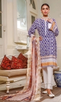 Embroidered Printed Chiffon Dupatta – 2.5 meters Embroidered Printed Lawn Shirt – 3 meters Dyed Trouser – 1.75 meters