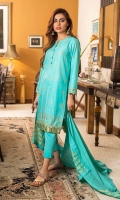 Jacquard Dupatta – 2.5 meters Embroidered Lawn Front & Sleeves – 1.85 meters Dyed Lawn Back – 1.2 meters Dyed Trouser – 1.75 meters