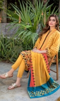 Jacquard Dupatta – 2.5 meters Embroidered Lawn Front & Sleeves – 1.2 meters Dyed Lawn Back – 1.85 meters Dyed Trouser – 1.75 meters