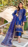 Jacquard Dupatta – 2.5 meters Anchor Embroidered Printed Lawn Front & Sleeves with Sequins – 1.825 meters Printed Lawn Back – 1.175 meters  Dyed Trouser – 1.75 meters