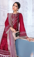 Embroidered Chiffon Dupatta with Embroidered Chiffon Pallu – 2.5 meters Embroidered Lawn Front & Back, Embroidered Lawn Side Panels, Embroidered Lawn Sleeves – 2.87 meters Dyed Trouser – 1.75 meters Embroidered Border for Front & Back