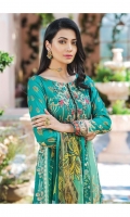 Digitally printed lawn shirt Digitally printed chiffon dupatta Dyed cotton trouser Embroidered organza patch for neckline Embroidered organza border for shirt front Embroidered organza border for sleeves Embroidered organza border for trouser