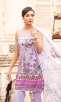 Digitally printed lawn shirt Digitally printed lawn shirt Embroidered net dupatta Dyed trouser Embroidered organza border for neckline Embroidered organza border for trouser