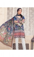 Digitally printed lawn shirt Digitally printed chiffon dupatta Dyed trouser Embroidered organza border for neckline Embroidered organza border for shirt front Embroidered organza border for trouser