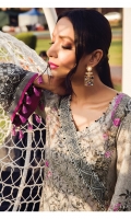 Digitally printed lawn shirt Digitally printed chiffon dupatta Dyed trouser Embroidered organza border for neckline Embroidered organza border for shirt front Embroidered organza border for trouser