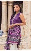 Digitally printed lawn shirt Digitally printed chiffon dupatta Dyed trouser Embroidered organza border for neckline Embroidered organza border for shirt front Embroidered organza border for trouser