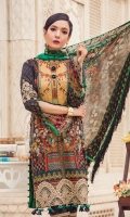 Digitally printed lawn shirt Digitally printed chiffon dupatta Dyed trouser Embroidered organza motif for sleeves Embroidered organza border for sleeves Embroidered organza border for shirt front Embroidered organza border for trouser