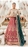 Stone-embellished, sheesha-worked, embroidered & sequined net front bodice Embroidered & sequined net back bodice Embroidered & sequined net sleeves Embroidered & sequined net motif for back bodice Embroidered & sequined organza dupatta Fully embroidered & sequined lehnga panels on pure silk Embroidered & sequined border for lehnga panels (burnt orange) Sheesha-worked & embroidered borders for lehnga panels Embroidered & sequined border for dupatta (burnt orange) Embroidered & sequined border for dupatta (maroon) Sheesha-worked, embroidered & sequined net border for sleeves Gold-zari woven and sequined lace for sleeves Dyed inner shirt lining for bodice