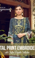 Digital Printed Linen Shirt With Embroidered Neck Digital Printed With Embroidered Cutwork Chiffon Dupatta Dyed Linen Trouser