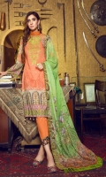 Digital Printed Linen Shirt With Embroidered Neck Digital Printed With Embroidered Cutwork Chiffon Dupatta Dyed Linen Trouser