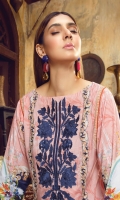 Digital Printed Linen Shirt With Embroidered Neck Digital Printed With Embroidered Cutwork Chiffon Dupatta Dyed Linen Trouser