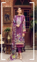 Digital Printed Linen Shirt With Embroidered Neck Digital Printed With Embroidered Cutwork Chiffon Dupatta Dyed Linen Trouser