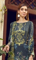 Digital Printed Linen Shirt With Embroidered Neck Digital Printed With Embroidered Cutwork Chiffon Dupatta Dyed Linen Trouser