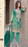 - Digital Print Cotton Cambric Embroidered with Digital Net Dupatta.