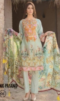 - Digital Print Cotton Cambric Embroidered with Digital Net Dupatta.