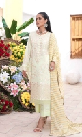 Front: Premium Exclusive Embroidered Lawn Back: Premium Exclusive Embroidered Lawn Sleeves: Premium Exclusive Embroidered Lawn Duppata: Premium Embroidered On Organza Golden Patti Trouser: Dyed Cambric Cotton Lace: Premium Exclusive Embroidered Lawn