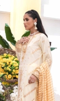 Front: Premium Exclusive Embroidered Lawn Back: Premium Exclusive Embroidered Lawn Sleeves: Premium Exclusive Embroidered Lawn Duppata: Premium Embroidered On Organza Golden Patti Trouser: Dyed Cambric Cotton Lace: Premium Exclusive Embroidered Lawn
