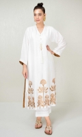 Traditional white cotton net 3 kali kurta with gold zari embroidery and large pearl and tassle detail