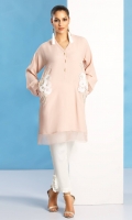 Grip silk shirt in blush pink with diamonte', sequin and pearl hand worked motifs on pockets and organza detailing