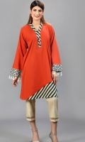 Front Pleated Dobby knee length shirt with embroidered daman and sleeves