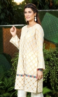 Off white Jacquard front open shirt with adda work on damaan