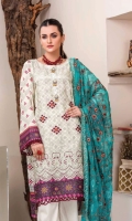 3 Piece Unstitched Lawn Karandi Embroidered Chiffon Dupatta