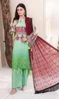 3 Piece Unstitched Lawn Karandi Embroidered Chiffon Dupatta