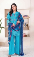 3 Piece Unstitched Lawn Karandi Embroidered Chiffon Dupatta