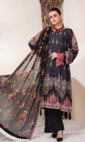3 Piece Unstitched Lawn Karandi Embroidered Chiffon Dupatta