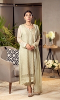 This light mint kurta is enhanced with mukesh work and organza inserts. It is paired with matching raw silk pants and a mukesh work dupatta for that complete look.