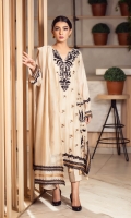 The beige kurta is enhanced with embroidered motifs all over the kurta and is finished with beige tassels. The kurta is paired with matching raw silk pants and a beige dupatta with black laces that completes the look.