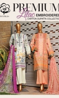 Lawn Digital Printed Embroidered Shirt Embroidered Chiffon Dupatta Dyed Cambric Trouser.
