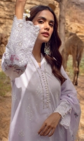 Embroidered Voile Dupatta (2.5 Meter) Embroidered Shirt Front (1.25 Meter) Embroidered Shirt Back (1.25 Meter) Embroidered Sleeves (0.75 Meter) Dyed Cambric Trouser (2.5 Meter)