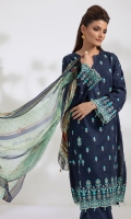 Embroidered Front (Jacquard) Embroidered Sleeve (Jacquard)​ Embroidered Back (Jacquard)​ Dyed Trouser (Pima Cotton)​ Digital Print Dupatta (100% Pure Chinese Chiffon)
