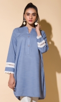 Khaddar Kurta With Lace Full Sleeves Fancy Buttons