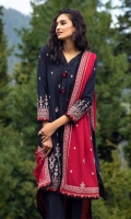 Embroidered Khaddar Dupatta 2.5 Meter Embroidered Shirt Front 1.25 Meter Embroidered Shirt Back 1.25 Meter Embroidered Sleeve 0.75 Meter Dyed Khaddar Trouser 2.5 Meter