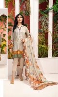 3 Mtr Digital Shirt (Embroidered Front) 2.5 Mtr Digital Dupatta (Emb Border 2.5 Mtr Trouser 1 Pcs Emb Trouser Lace