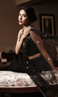 With plain raw silk blouse;net worked Sari with organza and tassel detailing on the paloo. Includes silk Pati coat. 