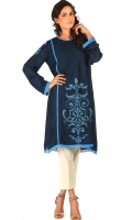 Victorian royal blue” net appliquéd shirt with silk lining.