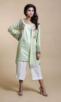 Front open Chikan panel shirt with embroidery on neckline with organza and insertion lace detailing on sleeves