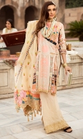 PRINTED LAWN SHIRT : 3.15 MTR PRINTED CAMBRIC TROUSER : 2.5 MTR ROCKET BRASO EMB DUPATTA : 2.5 MTR ACCESSORIES DUPATTA PATCH : 2 PCS FRONT MOTIF : 1 PC