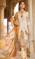 JACQUARD SHIRT : 3.15 MTR CAMBRIC PRINTED TROUSER : 2.5 MTR DIGITAL PRINTED CHIFFON DUPATTA : 2.5 MTR ACCESSORIES DAMAN : 2 PCS SLEEVE MOTIF : 2 PCS