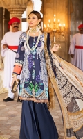 DIGITAL PRINTED LAWN SHIRT : 3.15 MTR CAMBRIC TROUSER : 2.5 MTR DIGITAL PRINTED CHIFFON DUPATTA : 2.5 MTR ACCESSORIES DAMAN : 1 PC TROUSER MOTIF : 2 PCS
