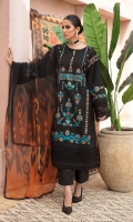 SELF JACQUARD EMB FRONT 1.25 MTR  SELF JACQUARD EMB SLEEVE 0.65 MTR  SELF JACQUARD DYED SIDE PANELS  SELF JACQUARD DYED BACK 1.25 MTR  ORGANZA PRINTED DUPATTA 2.5 MTR  DYED CAMBRIC TROUSER 2.5 MTR