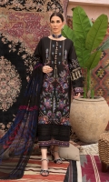 LAWN EMB FRONT 1.25 MTR  LAWN EMB SLEEVE 0.65 MTR  LAWN DYED BACK 1.25 MTR  CHIFFON PRINTED DUPATTA 2.5 MTR  DYED CAMBRIC TROUSER 2.5 MTR  ACCESSORIES  1 MTR ORGANZA PATTI