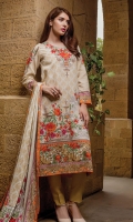 PRINTED KHADDAR SHIRT : 3 MTR PRINTED KHADDAR TROUSER : 2.5 MTR PRINTED JACQAURD LINEN DUPATTA : 2.5 MTR