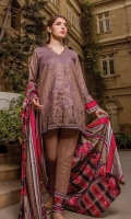 PRINTED KHADDAR SHIRT : 3 MTR PRINTED KHADDAR TROUSER : 2.5 MTR PRINTED JACQAURD LINEN DUPATTA : 2.5 MTR