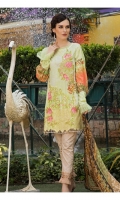 PRINTED EMB LAWN FRONT : 1.25 MTR PRINTED LAWN BACK & SLEEVES : 1.9 MTR PRINTED CAMBRIC TROUSER : 2.5 MTR PRINTED BROSHA DUPATTA : 2.5 MTR ACCESSORIES MOTIF : 1 PC
