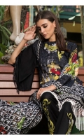 PRINTED EMB LAWN FRONT : 1.25 MTR PRINTED LAWN BACK & SLEEVES : 1.9 MTR CAMBRIC TROUSER : 2.5 MTR PRINTED BROSHA DUPATTA : 2.5 MTR ACCESSORIES NECK MOTIF : 1 PC MOTIF : 2 PCS