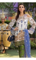 PRINTED LAWN SHIRT : 3 MTR PRINTED CAMBRIC TROUSER : 2.5 MTR POLY NET EMB DUPATTA : 2.5 MTR ACCESSORIES MOTIF : 1 PC